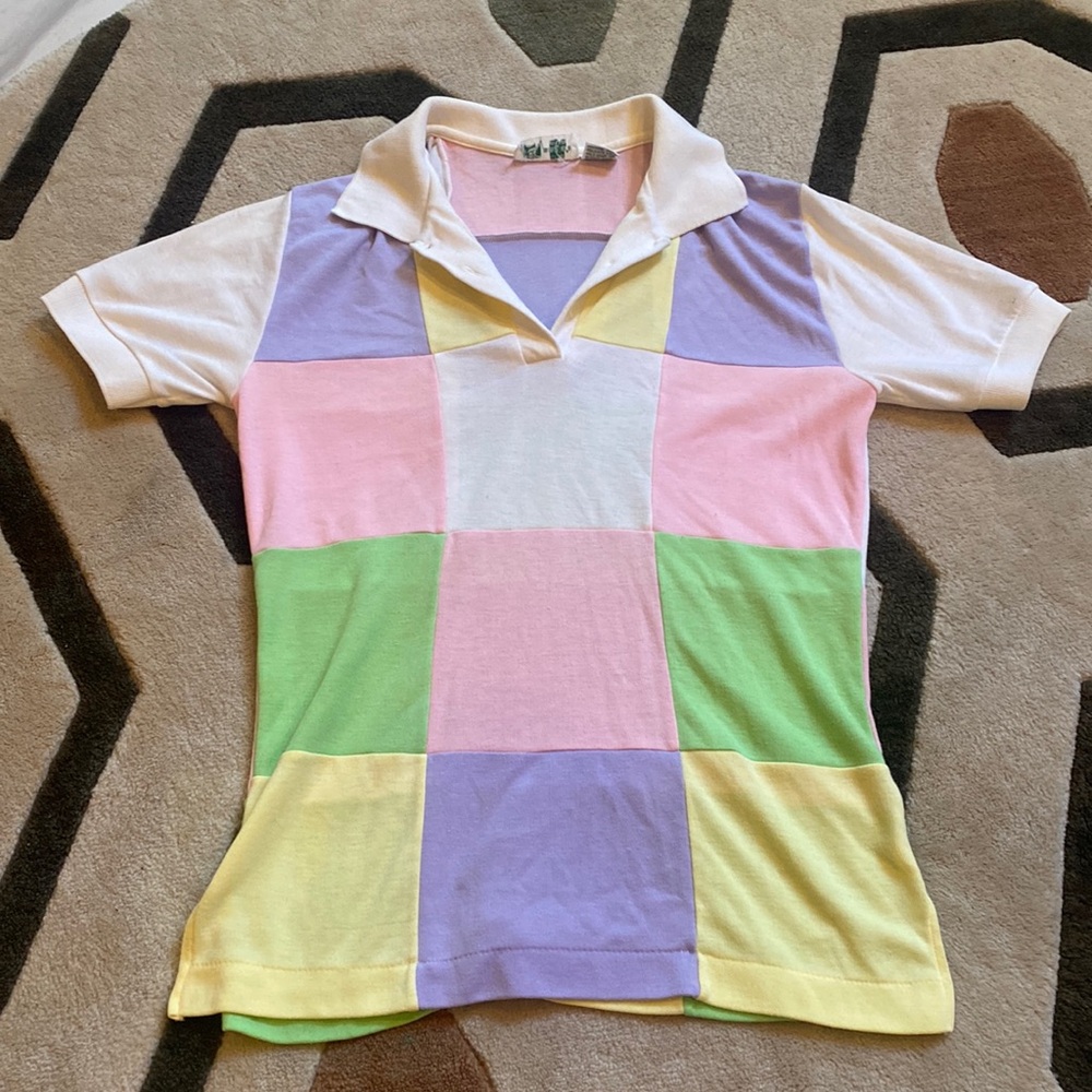 Patchwork polo t shirt